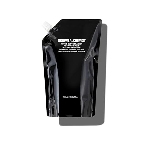 Grown Alchemist Revive Body Cleanser Refill Pouch. Cedarwood, Tangerine, Geranium. Gentle Body Wash. Hydrates & Cleanse Skin, (1L).