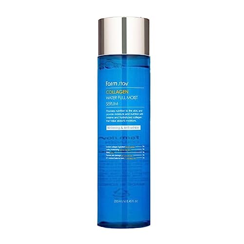 Farmstay Collagen Water Full Moist Serum 8.45 fl. oz/ 250ml | Moisturizing Serum with Hydrolyzed Collagen for Hydration and Elasticity, Korean Skin Care