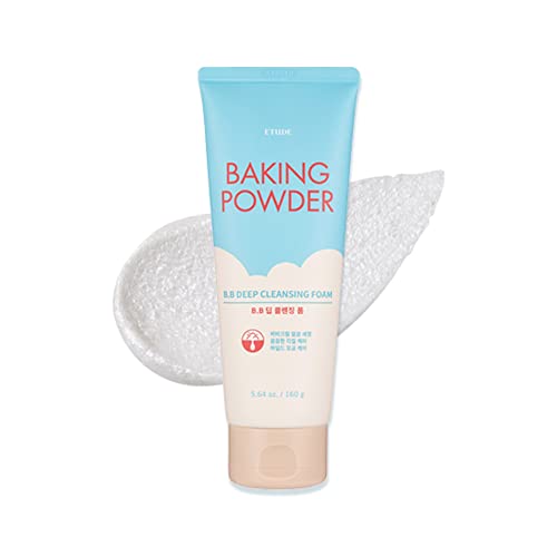 ETUDE Baking Powder B.B Deep Cleansing Foam, 5.4 fl.oz.(160ml) (21AD) | Perfect Cleansing and Peeling, Removes Pore Waste and Dead Skin Cells