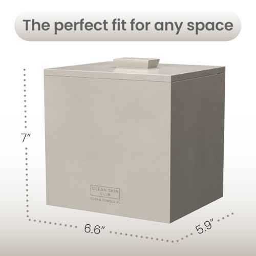 CLEAN SKIN CLUB Cement Box for 50 Disposable Clean Towels XL (Towels NOT Included), Concrete Container for Face Towelettes Bathroom Counter Storage, Cleansing Facial Dry Wipes - Taupe Stone