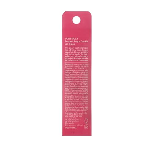 TONYMOLY Frosted Sugar Cookie Lip Gloss Key Chain ? Hydrating Non-Sticky Gloss with Soft Apricot Tint & Golden Shimmer, Limited Edition Holiday Korean Lip Balm