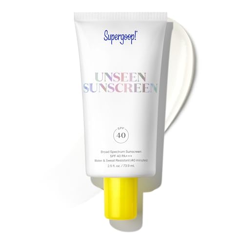 Supergoop! Unseen Sunscreen - SPF 40 - Clear & Invisible Face Sunscreen + Broad Spectrum + Makeup-Gripping Primer - Weightless, Scentless, Oil Free - For All Skin Types & Tones - 2.5 fl oz
