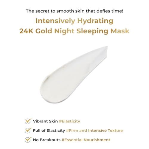 BOM COSMETICS Peptide Power Night Sleeping Mask 2.64 Fl Oz, High-Density Hydrating Overnight Facial Mask with Penta-Peptides and 99% Pure Gold for Skin Elasticity, Smooth Skin Texture, Korean Skincare