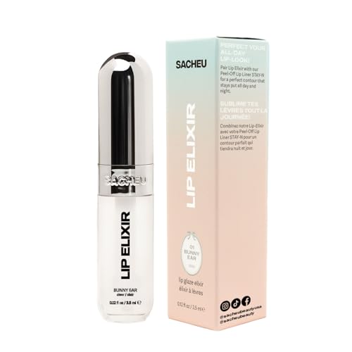 Sacheu Lip Elixir Nourishing Lip Glaze and Lip Tint Gloss. High-Shine Lip Gloss. Moisturizing Lip Gloss Enriched with Lip Oils For Hydrating Smooth Finish, Cruelty-Free (Clear)