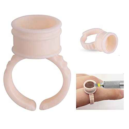 Soft Silicone Tattoo Pigment Rings Cup, Hipifans 100Pcs/Set Disposable Tattoo Ink Cups, Permanent Makeup Glue Holder for Lip, Nail Art, Eyebrow, Eyelash Microblading Supplies