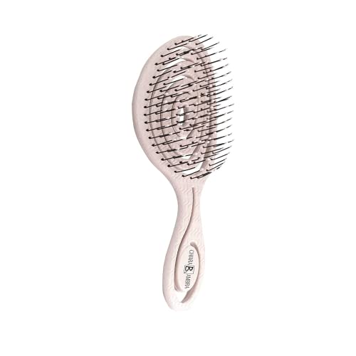 Chiara Ambra Organic Detangling Hair Brush for Women, Men & Children, Unique Spiral Hairbrush, Vented Hair Straightening Brushes for Straight, Curly & Wet Hair - Does not Pull on Hair - Beige