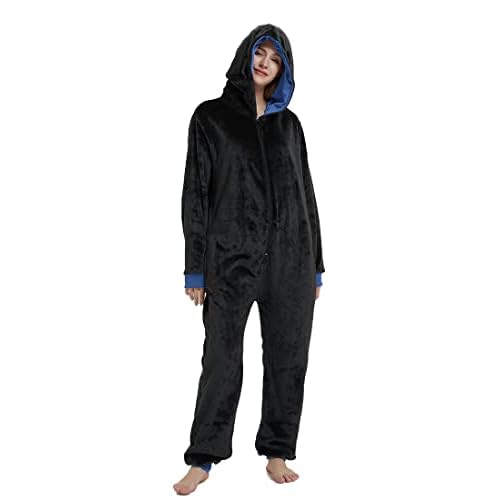 Unpifolov Men and Women Flannel Pajamas Four Magic College Styles Jumpsuit Couple Adult Sportswear Hooded Homewear