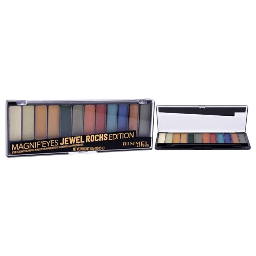 Rimmel London Magnif'Eyes Eyeshadow Palette, 12 Shades, Blendable Formula, Versatile, 009, Jewel Rocks, 0.5oz