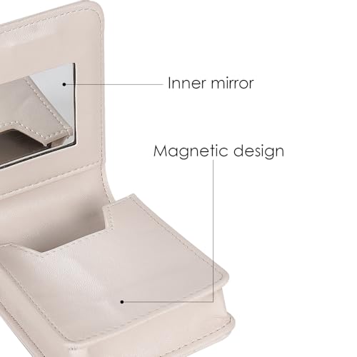 Leather Lipstick Case with Mirror – Compact Travel Cosmetic Pouch