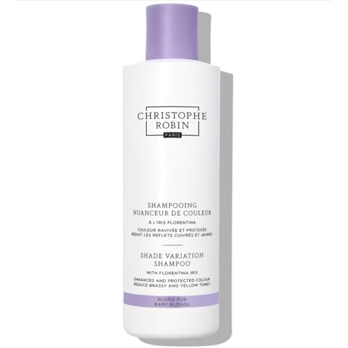 Christophe Robin Shade Variation Baby Blonde Toning Purple Shampoo with Florentina Iris, Neutralizes Brassy, Yellow Tones for Blonde, Bleached, Silver, Highlighted Hair 250ml
