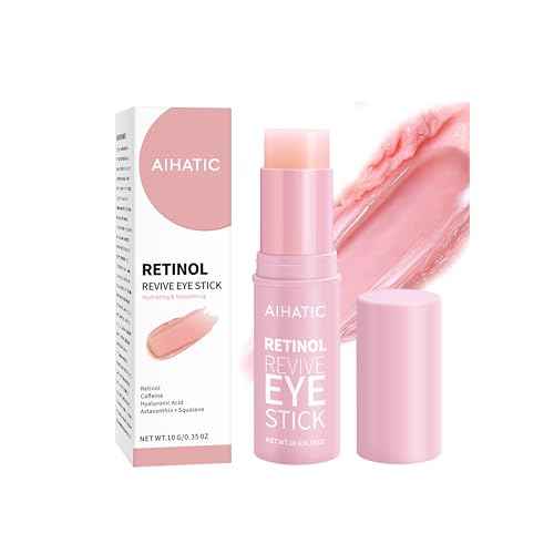 Retinol & Caffeine Eye Balm Stick - Dark Circles Relief & Depuffing Treatment, Hyaluronic Acid + Collagen, Gentle Under Eye Cream for Sensitive Skin, Hydrates & Smooths Fine Lines, 0.35oz/10g
