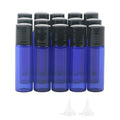JIUWU 15pcs 5ml Blue Essential Oils Stainless Steel Roller-on Bottles Refillable Perfume Organic Beauty Stainless Steel Frosted Vials with 2pcs Funnels, 1 Tool