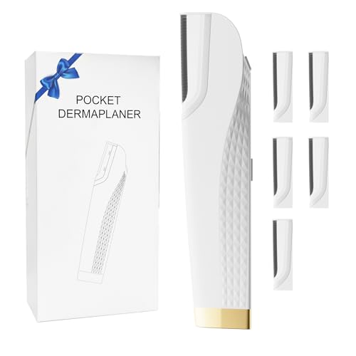 Electric Dermaplane Razor for Women Face, Three-Speed Rechargeable Dermaplane Razor with 5 Refill Blades, Facial Hair & Peach Fuzz Remover for Women,Gift wrapping.(White)