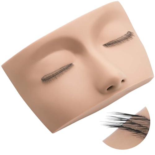 3 Lash Layers Lash Mannequin Head For Eyelash Extension, Lash Extension Practice Face for Beginners Reusable Makeup Massage Training Supplies