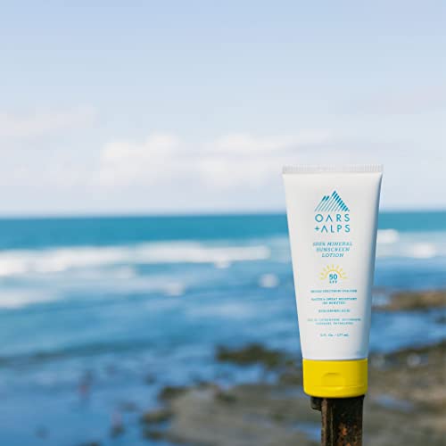 Oars + Alps SPF Mineral SPF Sunscreen Body Lotion, Infused with Hyaluronic Acid, Shea Butter, and Coconut Oil, Water and Sweat Resistant