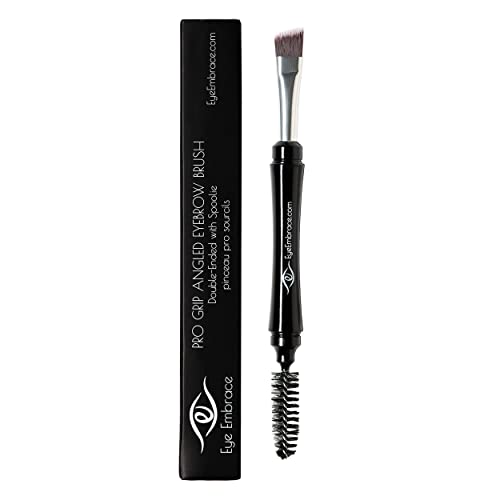 Eye Embrace Warm Betty Light Gray Eyebrow Powder & Pro Grip Angled Brow Brush Bundle - Waterproof, Cruelty-Free