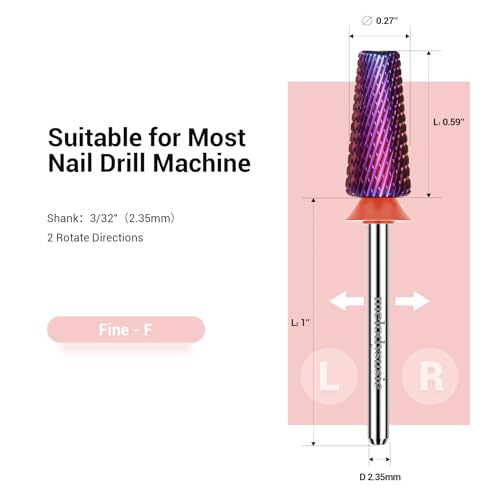 5 in 1 Nail Drill Bits - Fine Carbide Tungsten for Manicure & Pedicure