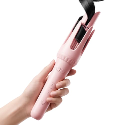 Auto Curling Iron 1.25" Rotating Ceramic Wand Pink