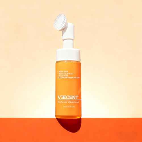 Turmeric, Kojic Acid Brightening and Whitening Foaming Facial Cleanser,Reduce Dark Spot, Silicone Brush Cleansing Skincare Hydrating Facial Cleansing for All Skin