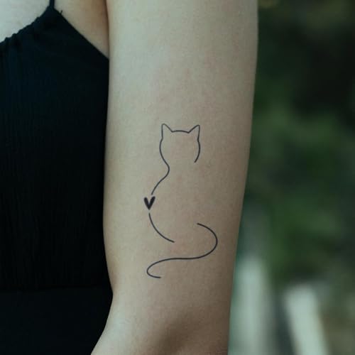 Cat Outline Temporary Tattoos – Minimalist Fake Tattoos