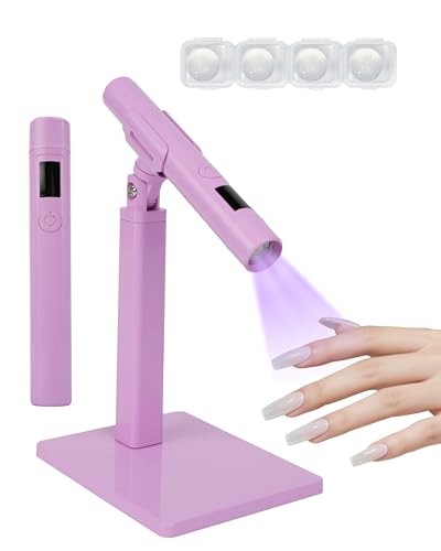 KeepTwenty Mini Handheld UV Nail Light with Stand - Purple, Portable Gel Curing Lamp