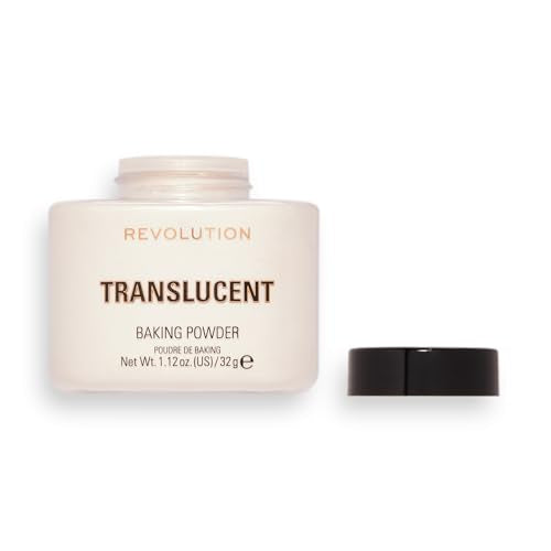 Revolution, Loose Baking Powder, Makeup Setting Powder, Long-Lasting Coverage, Mattifies & Reduces Shine, Translucent, 1.12 oz