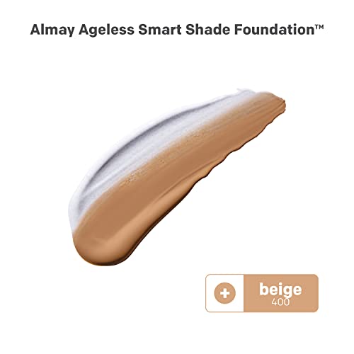 Almay Anti-Aging Foundation, Smart Shade Face Makeup with Hyaluronic Acid, Niacinamide, Vitamin C & E, Hypoallergenic, -Fragrance Free, 400 Beige, 1 Fl Oz (Pack of 1)