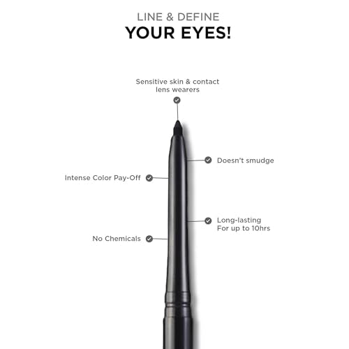 Colorbar Mesmer Eyeliner - Waterproof Black Eyeliner Pencil - Vibrant Make Up with Even Color Pay-Off - Soft and Creamy Texture - 0.01 oz