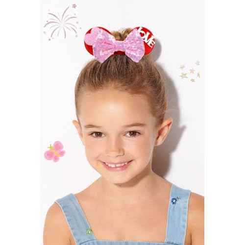 Mouse Ear Hair Scrunchies for Women, Sequins Hair Bow Scrunchies Velvet Mouse Ears Hair Ties for Ponytail Party Favors Cute Hair Accessories