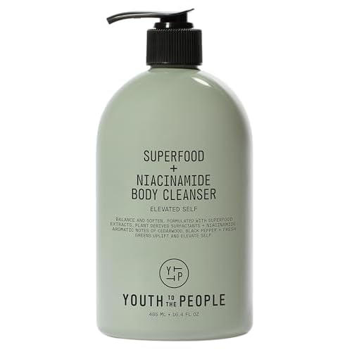 Youth To The People Superfood + Niacinamide Body Wash - Kale + Green Tea Cleanser with Nourishing Vitamins + Antioxidants, Improves Skin Texture + Dullness, Earthy + Woody Scent for Body, Vegan