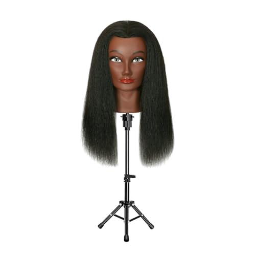 FUTAI 100% Human Hair Mannequin Head 22" with Stand