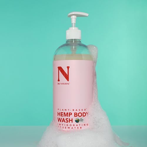 Dr. Natural Hemp Body Wash, Rose, 32 oz - Pure Plant-Based Body Wash - Deep Cleansing and Moisturizing with Organic Shea Butter - Enriched with Hemp Seed Oil - Suitable for Sensitive Skin