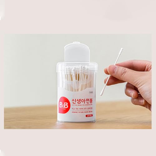 Cotton Swabs 210 pcs – 100% Pure Cotton, Double-Tipped, Paper Stick, Hygienic One-Touch Container