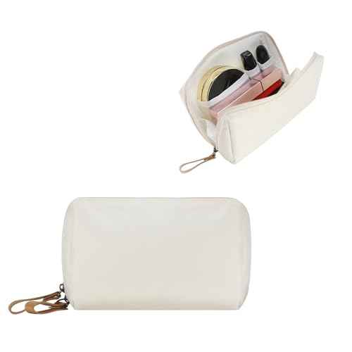 Small Makeup Bag for Purse Portable Waterproof Cosmetic Bag Travel Makeup Pouch for Women (Beige)
