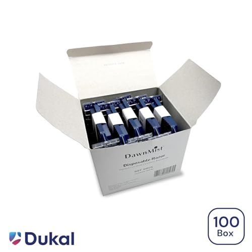 Dukal DawnMist Twin-Blade Disposable Razor, Blue Handle ? Bulk Pack of 100, Precision Shave for Smooth & Comfortable Grooming