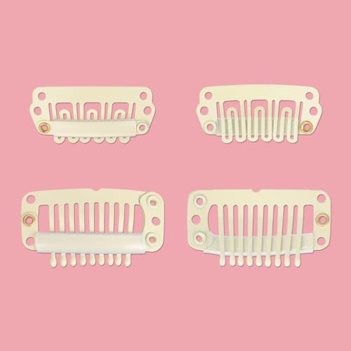 WENNALIFE 4 Blonde Replacement Clips for Clip in Hair Extensions Sturdy Clips for Wire Hair Extensions Stainless Steel Clips