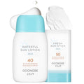GOONGBE Sun Lotion SPF 40 & Sun Stick SPF 50-100% Zinc Oxide Mineral Sunscreen - No White Cast - Vegan Reef-Safe for Babies Kids Adults - Korean Skincare, 2.82oz & 0.49oz