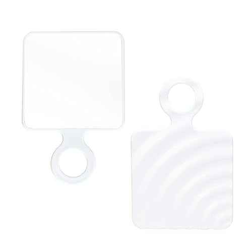 Funerom Square Hand Mirror with Handle for Women, White, 9 x 5.9 Inches - Travel-friendly Vanity Accessory