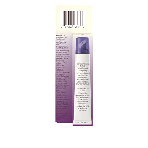 Aveeno Absolutely Ageless 3-in-1 Anti-Wrinkle Eye Cream for Fine Lines & Wrinkles, Crows Feet, & Under-Eye Puffiness, Antioxidant Blackberry Complex, Hypoallergenic, Non-Greasy, 0.5 oz