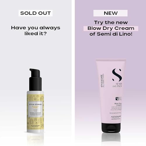 ALFAPARF MILANO Semi di Lino Style & Care Blow Dry Cream - Light Hold - Styling Cream for All Hair Types - Thermal Protection (6.76 fl oz / 200 ml)