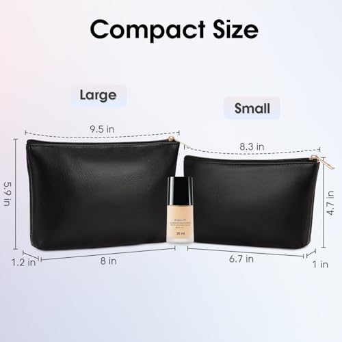 Wandering Nature Makeup Bag 2 Pack - Vegan Leather Cosmetic Pouch