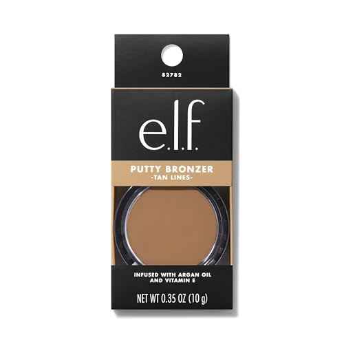 e.l.f. Putty Bronzer, Creamy & Highly Pigmented Formula, Creates a Long-Lasting Bronzed Glow, Infused with Argan Oil & Vitamin E, Tan Lines, 0.35 Oz