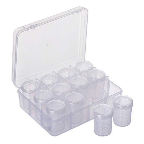 Segbeauty Clear Gem Organizer Box with 12 Compartment Jars