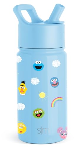 Simple Modern Sesame Street Kids Water Bottle with Straw Lid | Insulated Stainless Steel Reusable Tumbler for Toddlers, Boys | Summit Collection | 14oz, Sesame Street Pals