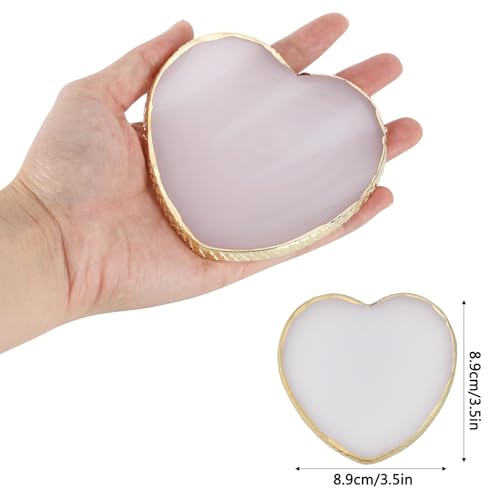 Tbestmax 4-Pack Heart Pink & White Nail Art Mixing Palettes Resin Makeup Plates