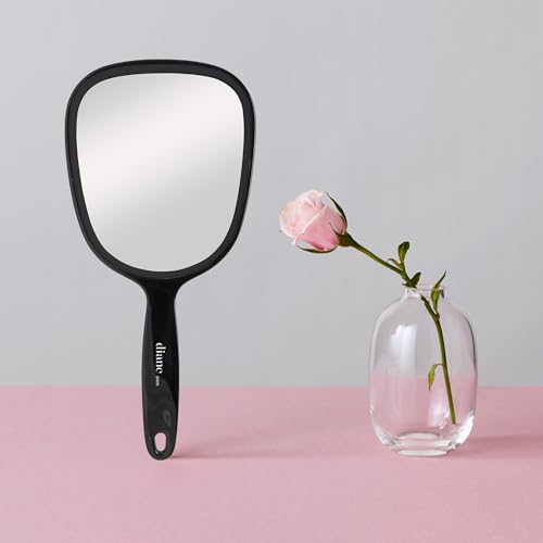 Diane Hand Mirror ? Standard 1X Magnification Hand Held Mirror, Single Sided Vanity Makeup Mirror for Women, Men, Salon, Barber, Shaving, and Travel, Medium 5" x 11" In Black