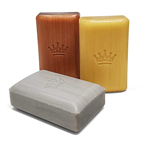 Kovot King of the House Soap Bar Gift Set – 5.3oz Moisturizing Masculine Scented Set of 6 Bars – Shaped like a Gold, Silver & Wood Bar