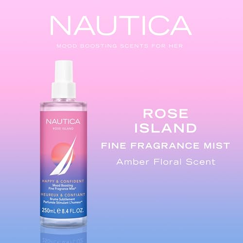 Nautica Rose Island Body Mist - 8.4 Fl Oz, Long-Lasting Women's Fragrance with Lemon, Rose & Musk Notes - Pack of 1