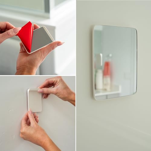 Mavoro 7x9 Travel Mirror | Small Wall Adhesive Mirror | Peel and Stick Wall Mount Travel Make up Mirror | Real Glass Vanity Mirror with Stand