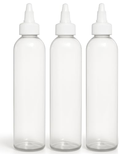 8 oz Clear Squeeze Bottles with Twist Cap (Pack of 3)